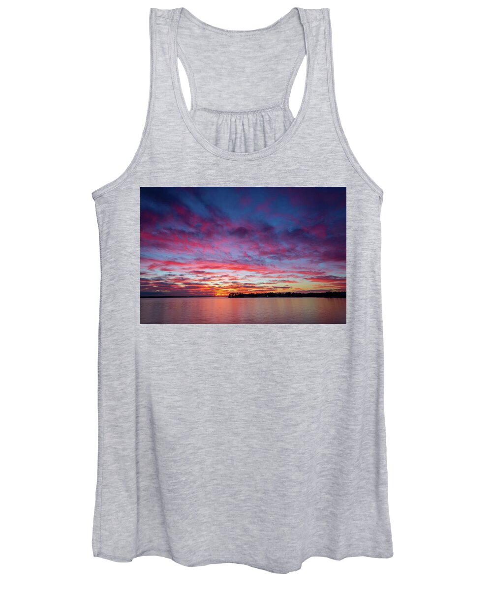 2015 Women's Tank Top featuring the photograph Lake Murray January Sunset by Charles Hite