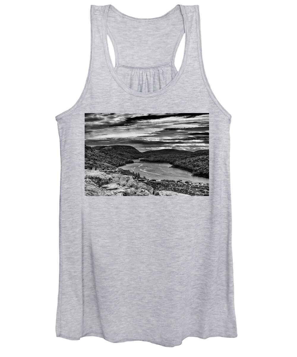 Lake Of The Clouds Women's Tank Top featuring the photograph Lake of the Clouds Black and White by Nathan Wasylewski