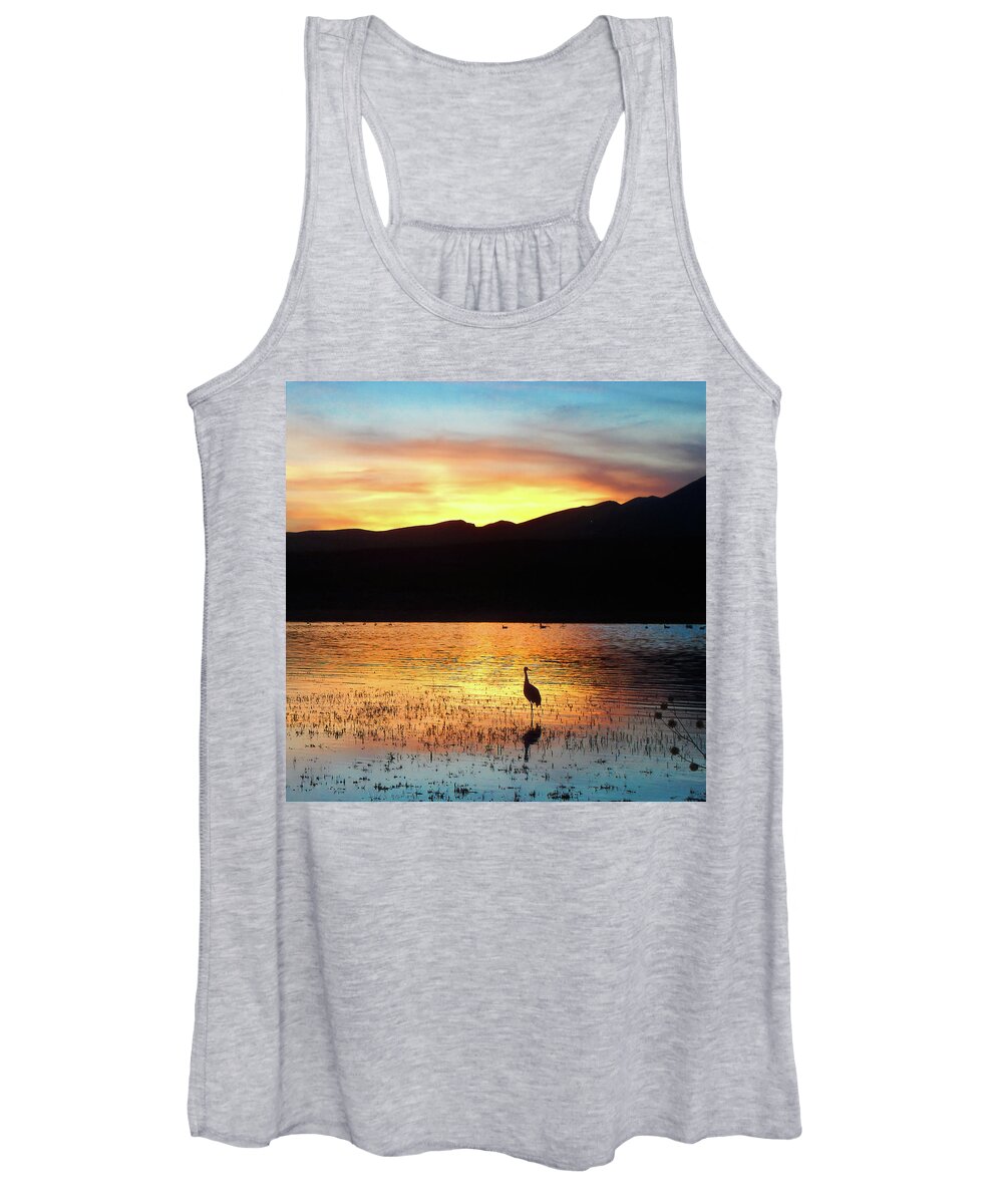Lake Women's Tank Top featuring the photograph Lake Refuge Sunset by Jerry Griffin