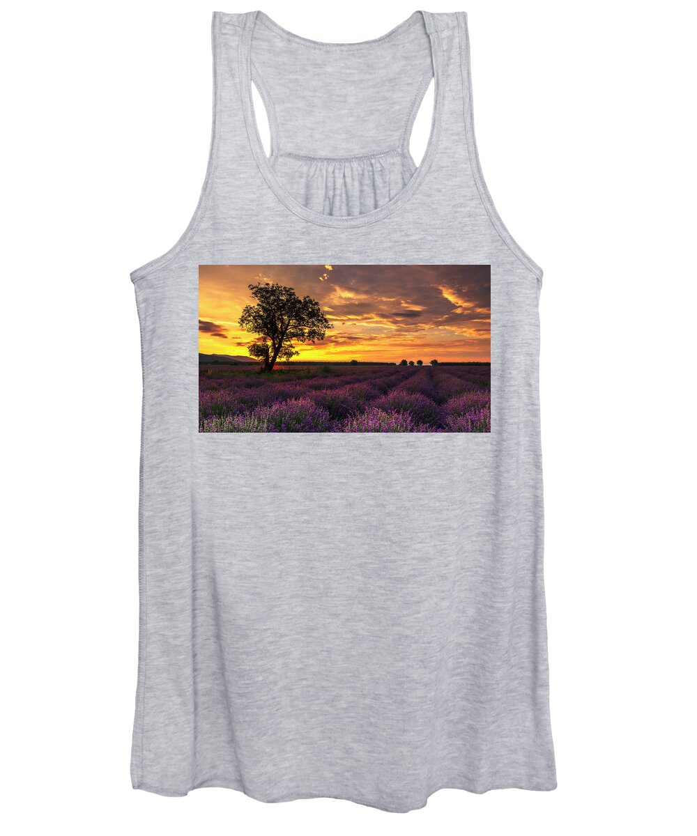 Bulgaria Women's Tank Top featuring the photograph Lavender Sunrise by Evgeni Dinev