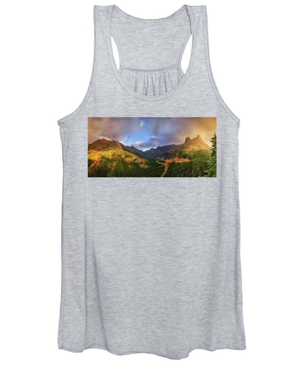 North Cascades National Park Women's Tank Top featuring the photograph Liberty Bell Rainbow by Dan Mihai