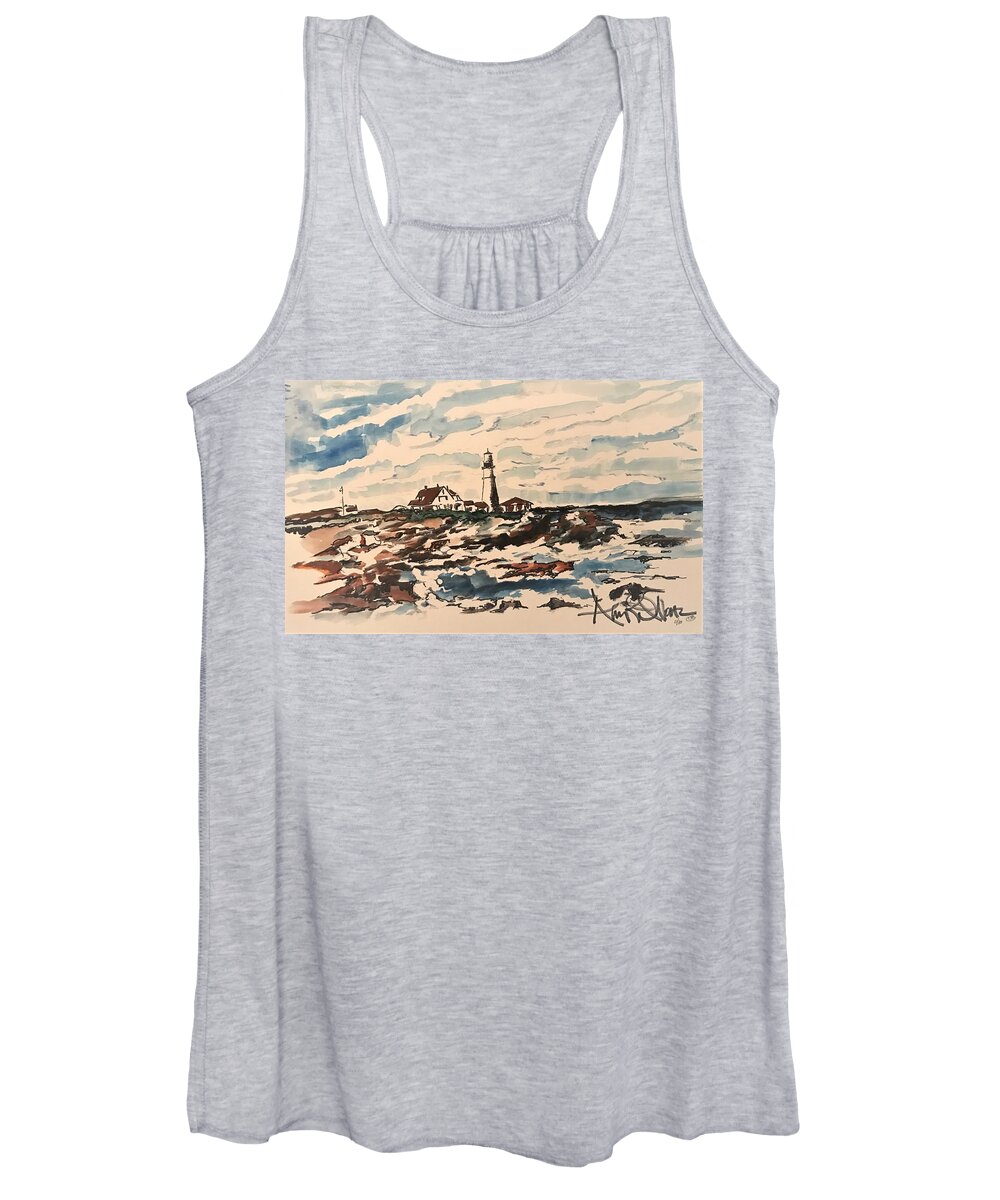  Women's Tank Top featuring the painting Lighthouse by Angie ONeal