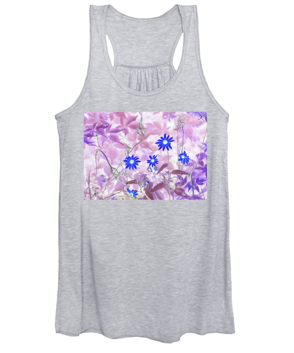 Flowers Women's Tank Top featuring the photograph Happy Blue Daisies by Missy Joy