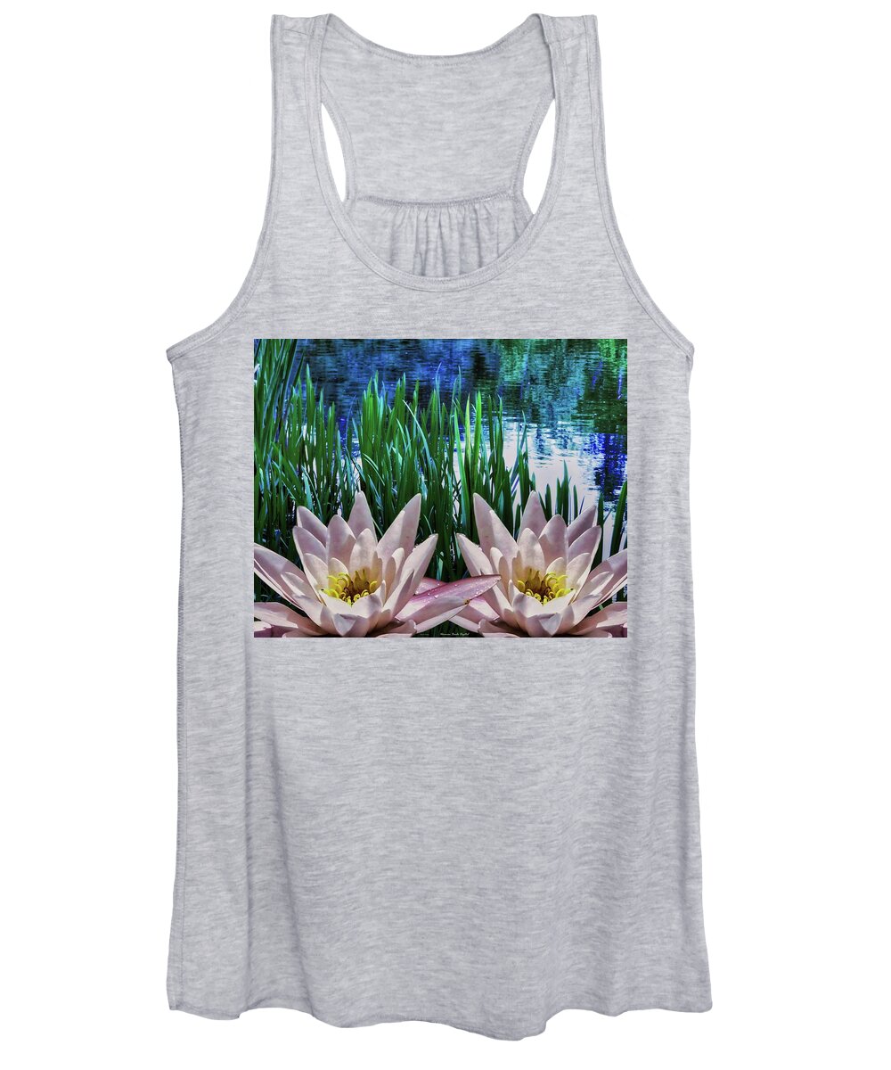 Water Women's Tank Top featuring the digital art Lovely Lillies by Norman Brule