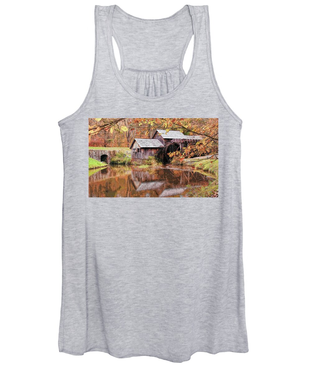 Mabry Mill Women's Tank Top featuring the photograph Mabry Mill With Reflections by Ola Allen