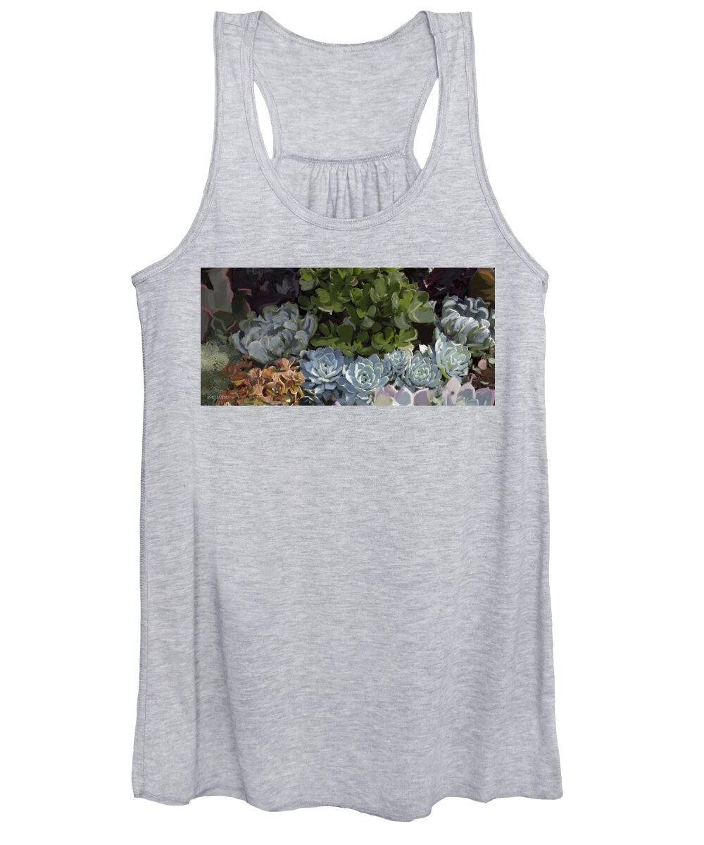Succulents Women's Tank Top featuring the digital art Magical Succulents by Beth Cornell