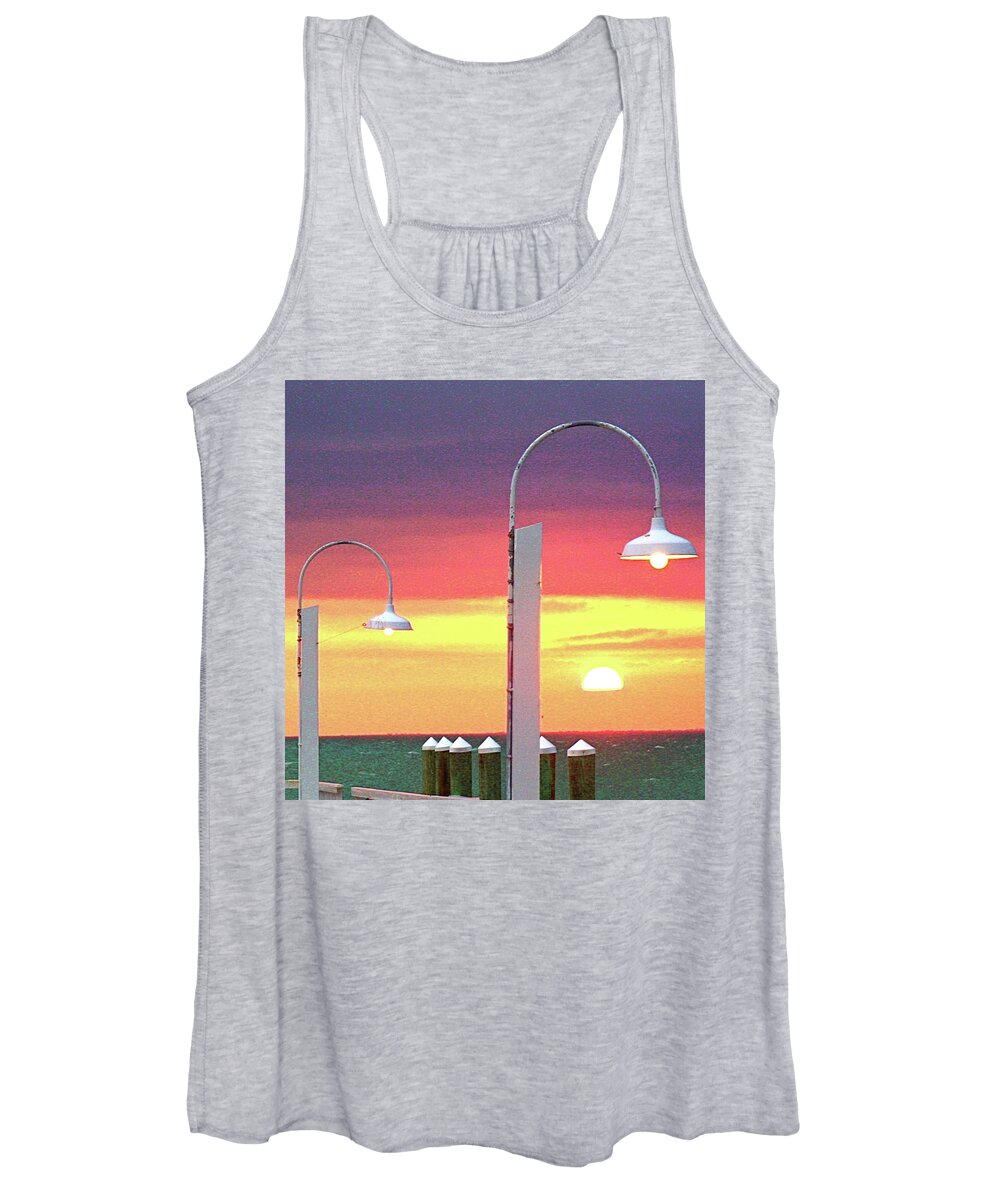 Sunset Women's Tank Top featuring the photograph Manmade and Heavenly Light by Dorsey Northrup