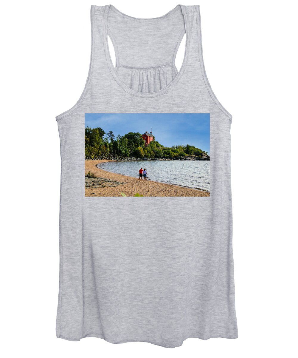 Marquette Harbor Women's Tank Top featuring the photograph Marquette Harbor by Deb Beausoleil