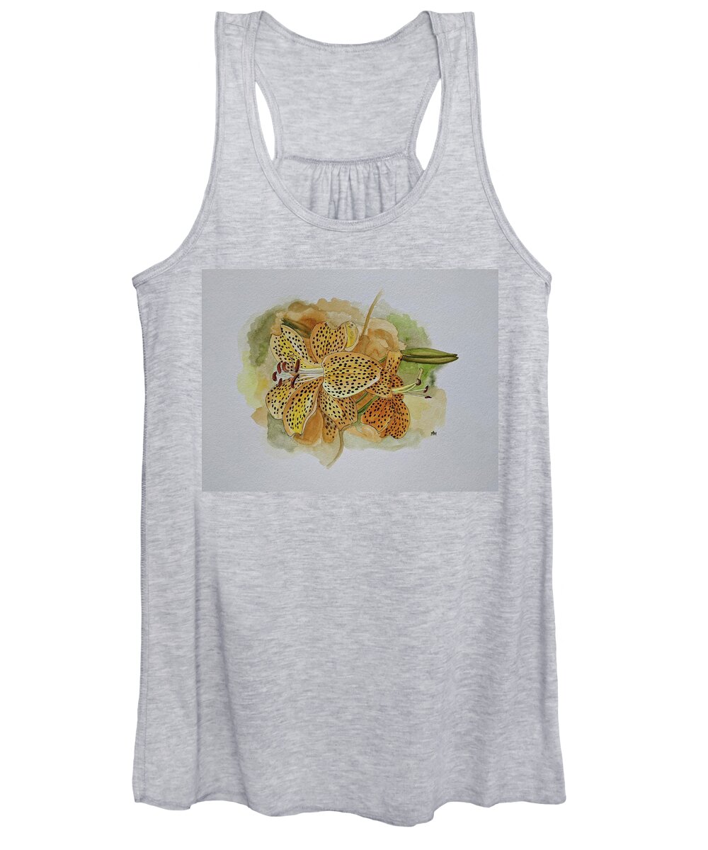 Martagon Lilies Women's Tank Top featuring the painting Martagon tiger lilies by Lisa Mutch
