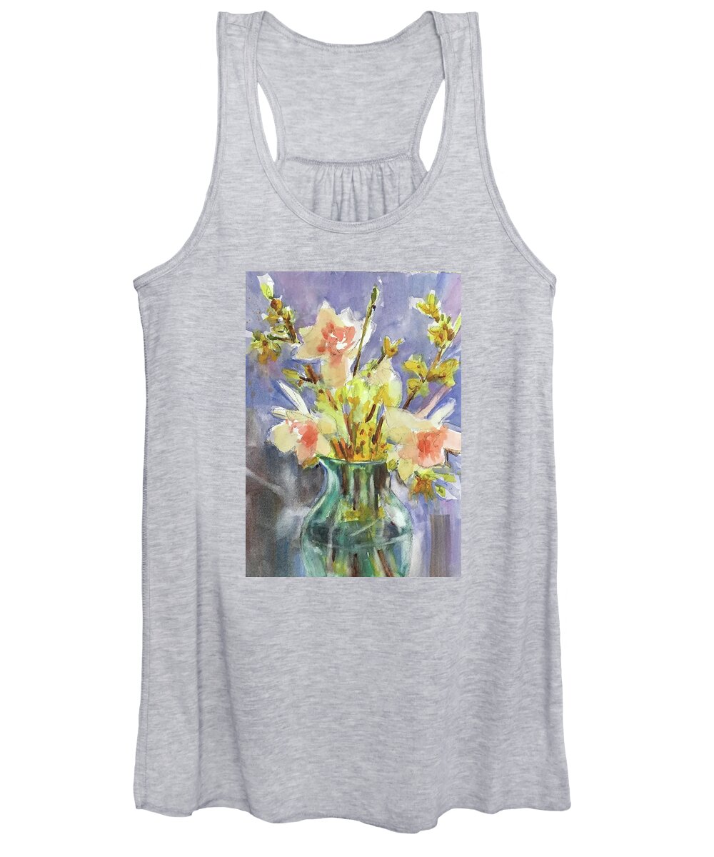 Floral Women's Tank Top featuring the painting Maryans Flowers II by Judith Levins