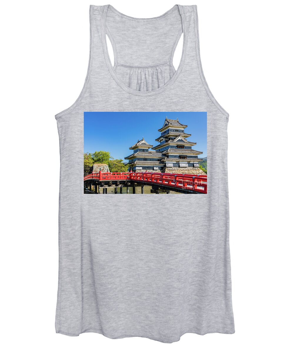 Castle Women's Tank Top featuring the photograph Matsumoto castle and bridge by Lyl Dil Creations