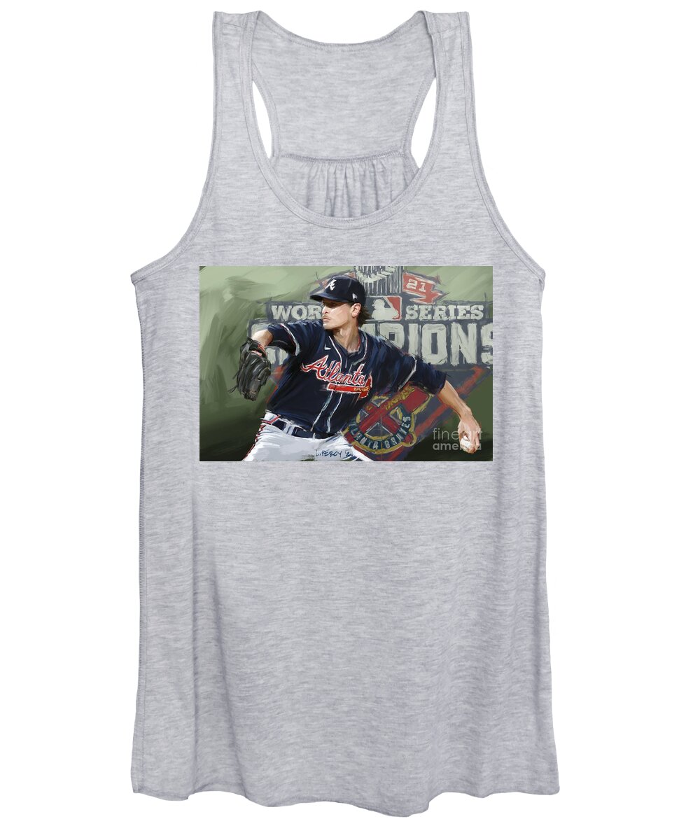  Women's Tank Top featuring the painting Max Fried - Braves by Lee Percy