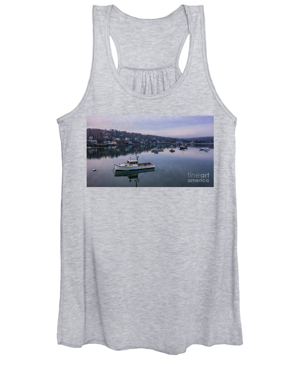 Boats Women's Tank Top featuring the photograph Misty Morning in Northport Harbor by Sean Mills