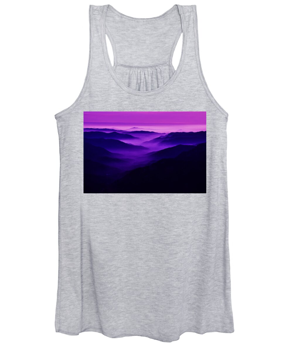 Valley Fog Women's Tank Top featuring the photograph Purple Mist -- Fog-Filled Valley in the Sierra Nevada Foothills, California by Darin Volpe