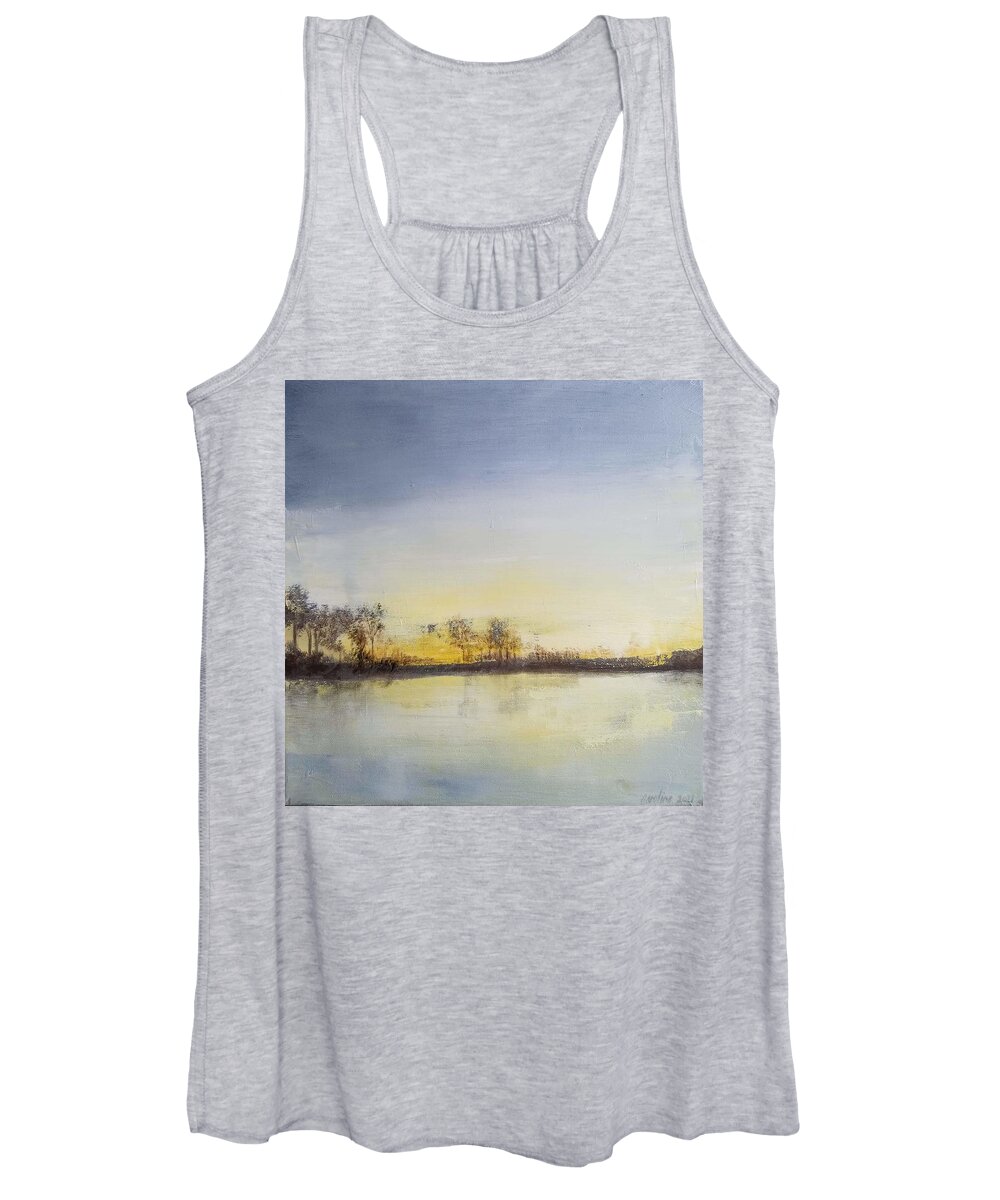  Women's Tank Top featuring the painting Morning on the Lake by Caroline Philp