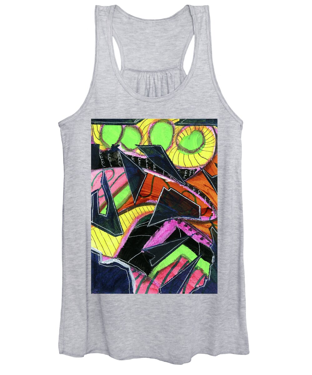 Abstract Women's Tank Top featuring the mixed media Mosaic IV - Colorful by Judy Huck