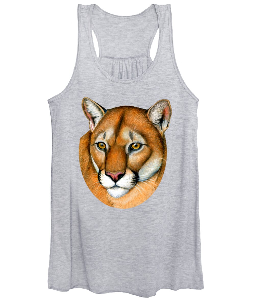Cougar Women's Tank Top featuring the pastel Mountain Lion Cougar Wild Cat by Rebecca Wang