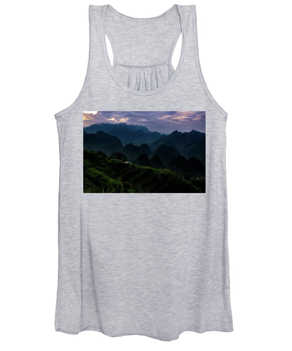 Ha Giang Women's Tank Top featuring the photograph Waiting For The Night - Ha Giang Loop Road. Northern Vietnam by Earth And Spirit