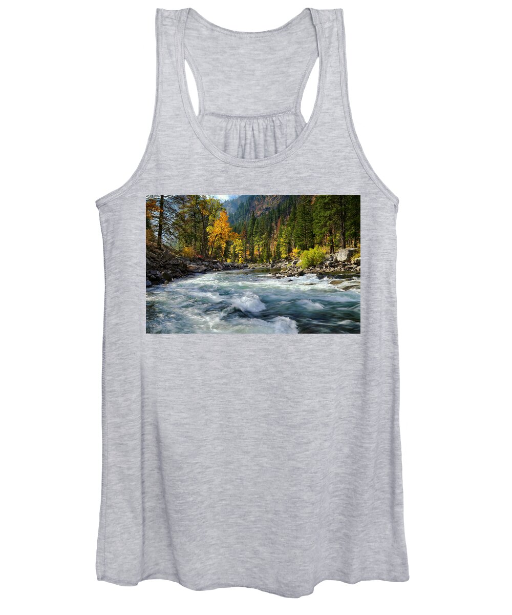 Moving Water On The Wenatchee River Women's Tank Top featuring the photograph Moving water on the Wenatchee River by Lynn Hopwood
