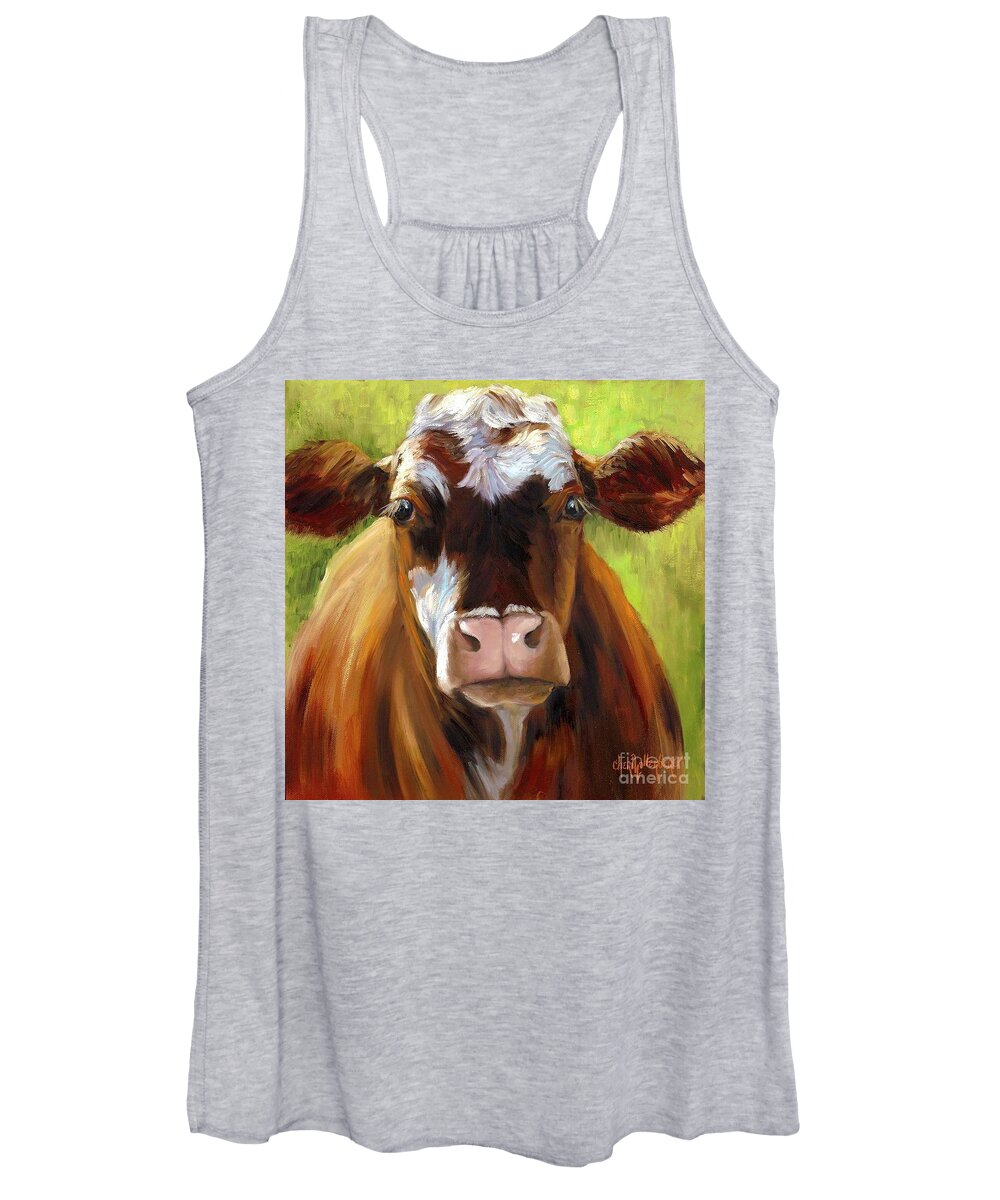 Cow Women's Tank Top featuring the painting Mozart II by Cheri Wollenberg