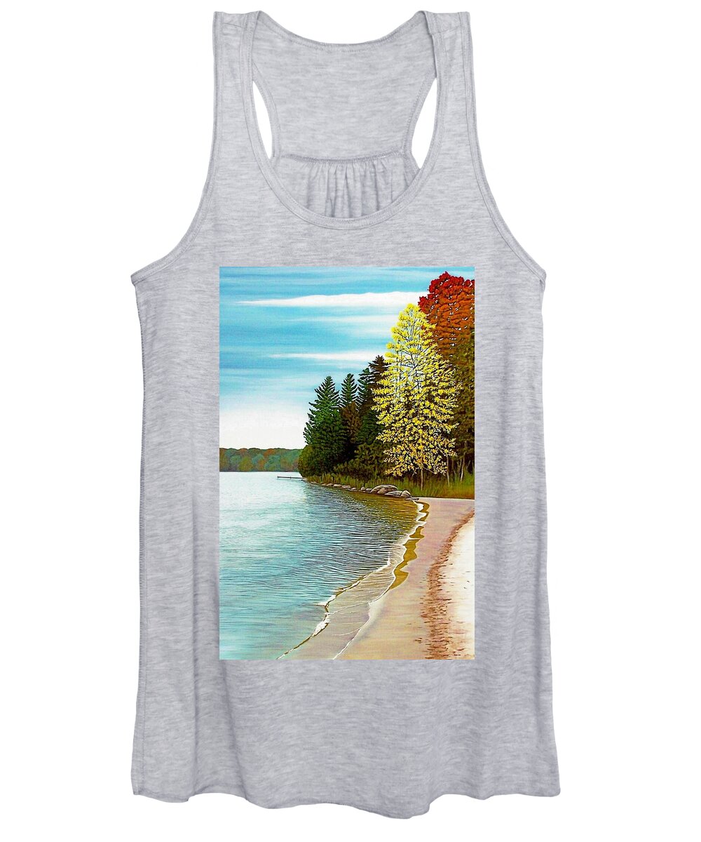 Landscapes Women's Tank Top featuring the painting Muskoka Beach by Kenneth M Kirsch