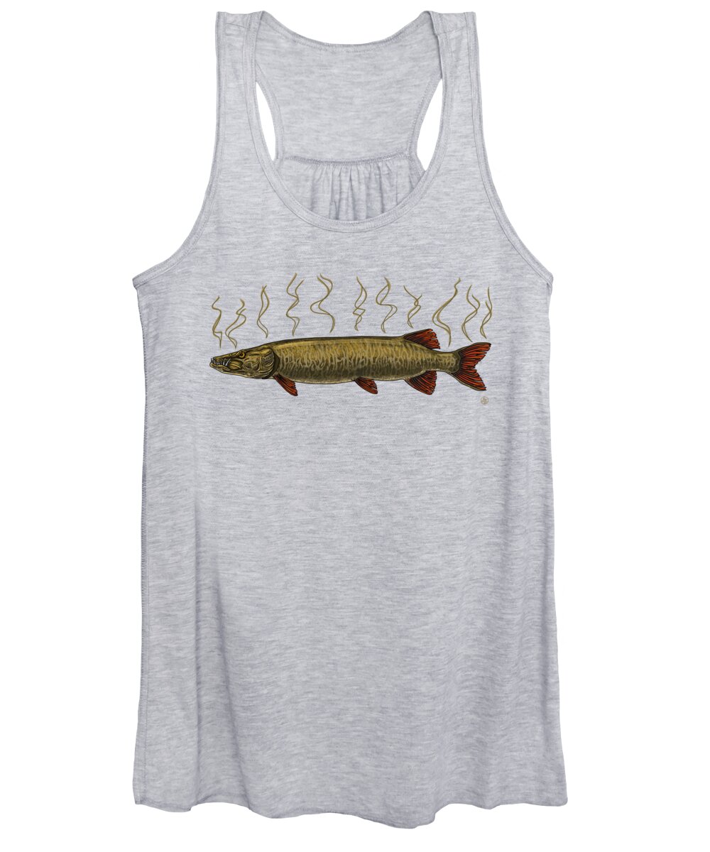 Muskellunge Pics Women's Tank Top featuring the digital art Musky by David Burgess