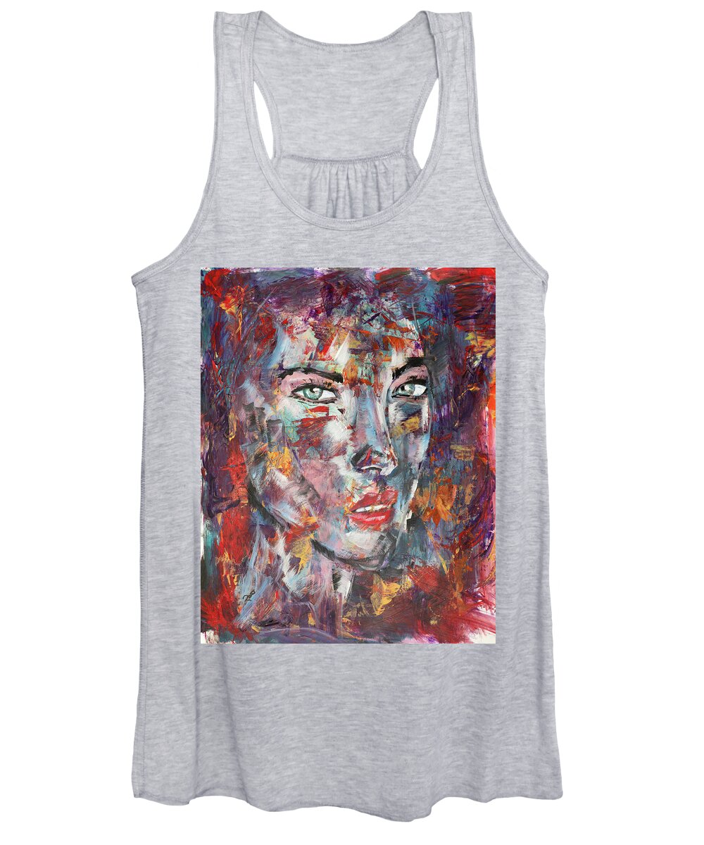 Portrait Women's Tank Top featuring the painting Mysterious Woman by Mark Ross