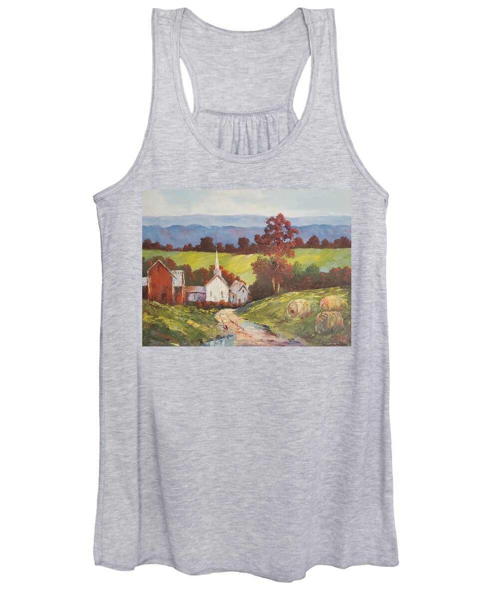 Autumn Women's Tank Top featuring the painting New England Splendor by ML McCormick