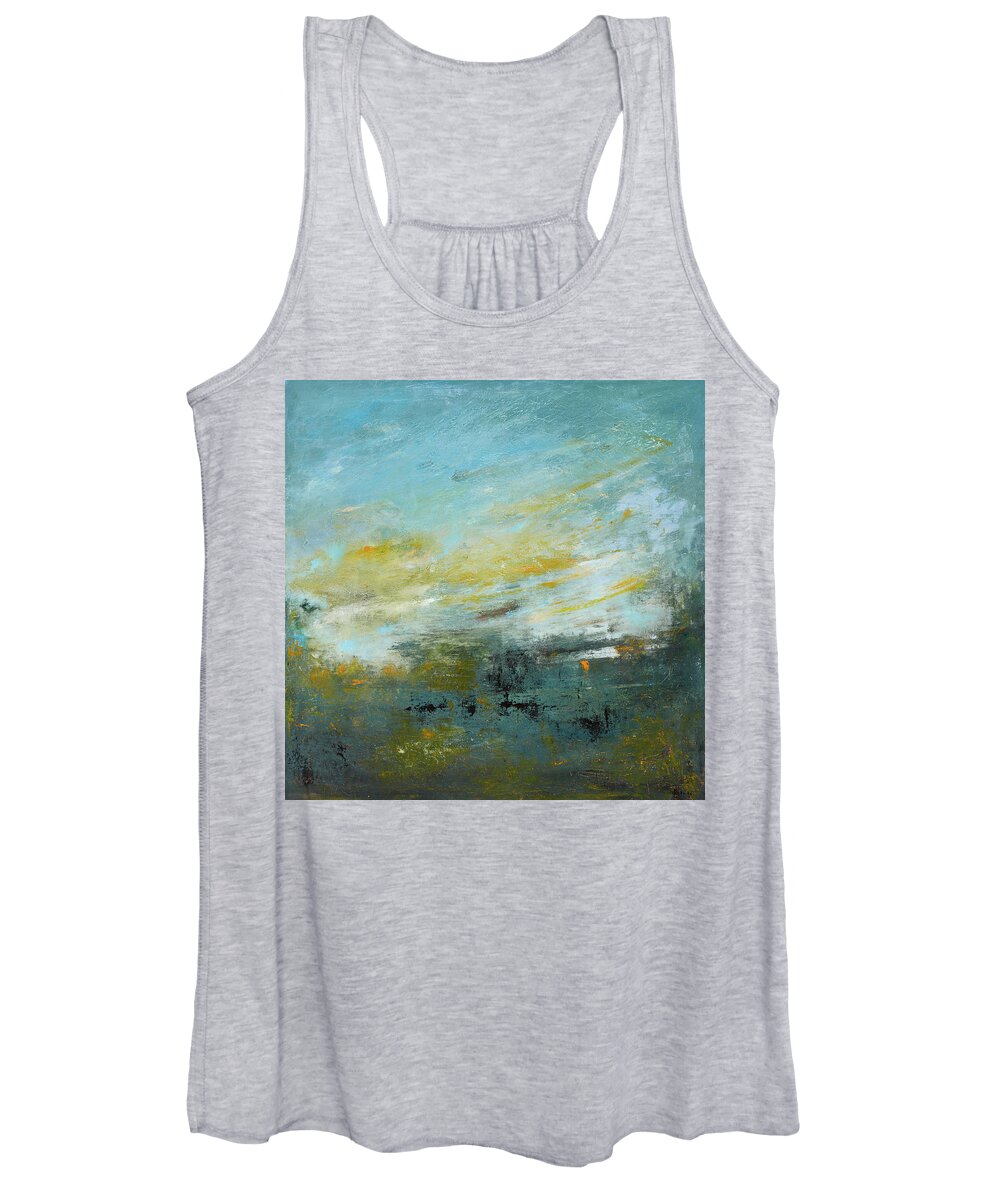 Landscape Women's Tank Top featuring the painting New Farm Park at Dusk by Roger Clarke