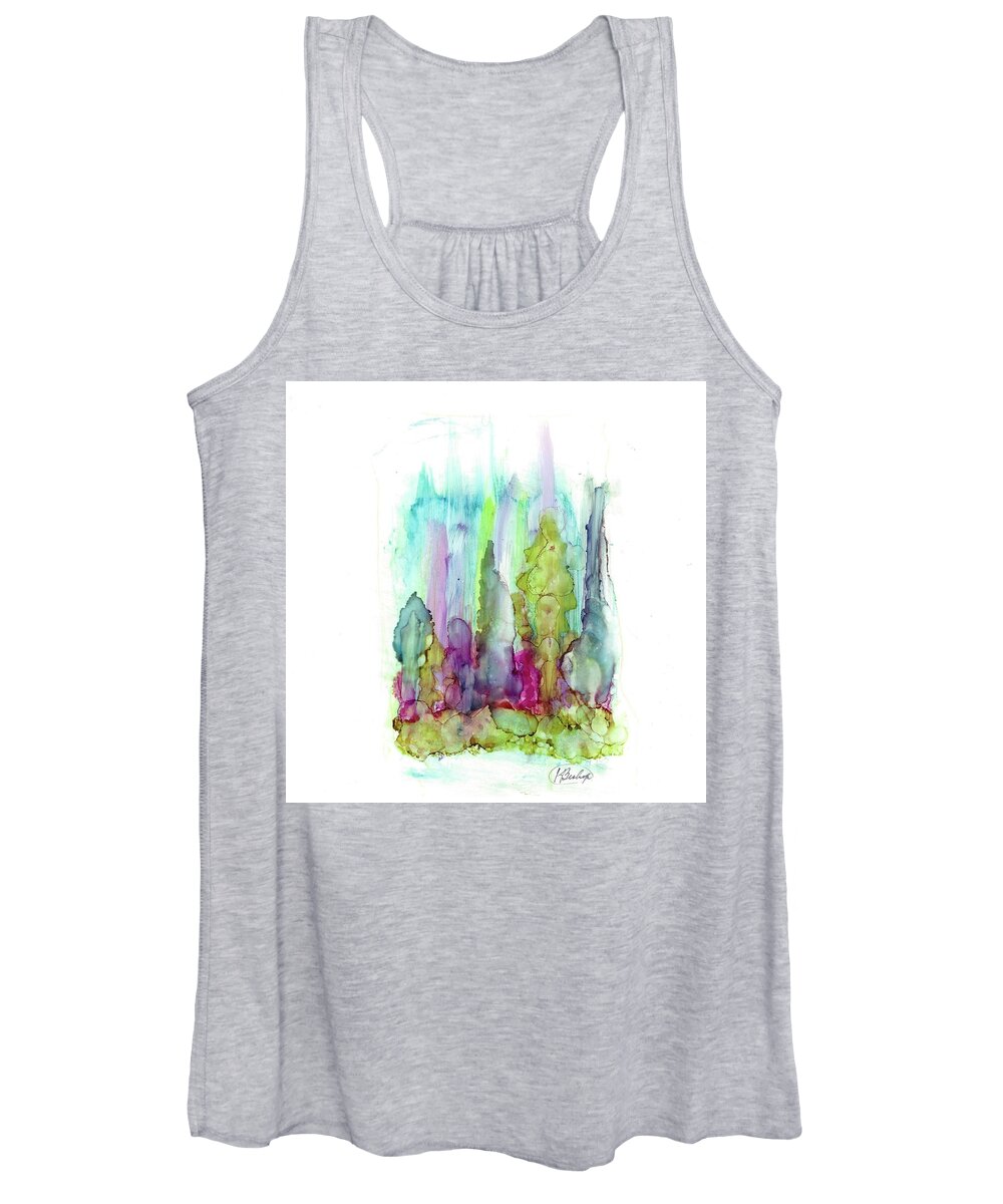Landscape Women's Tank Top featuring the painting Northern Lights by Katy Bishop