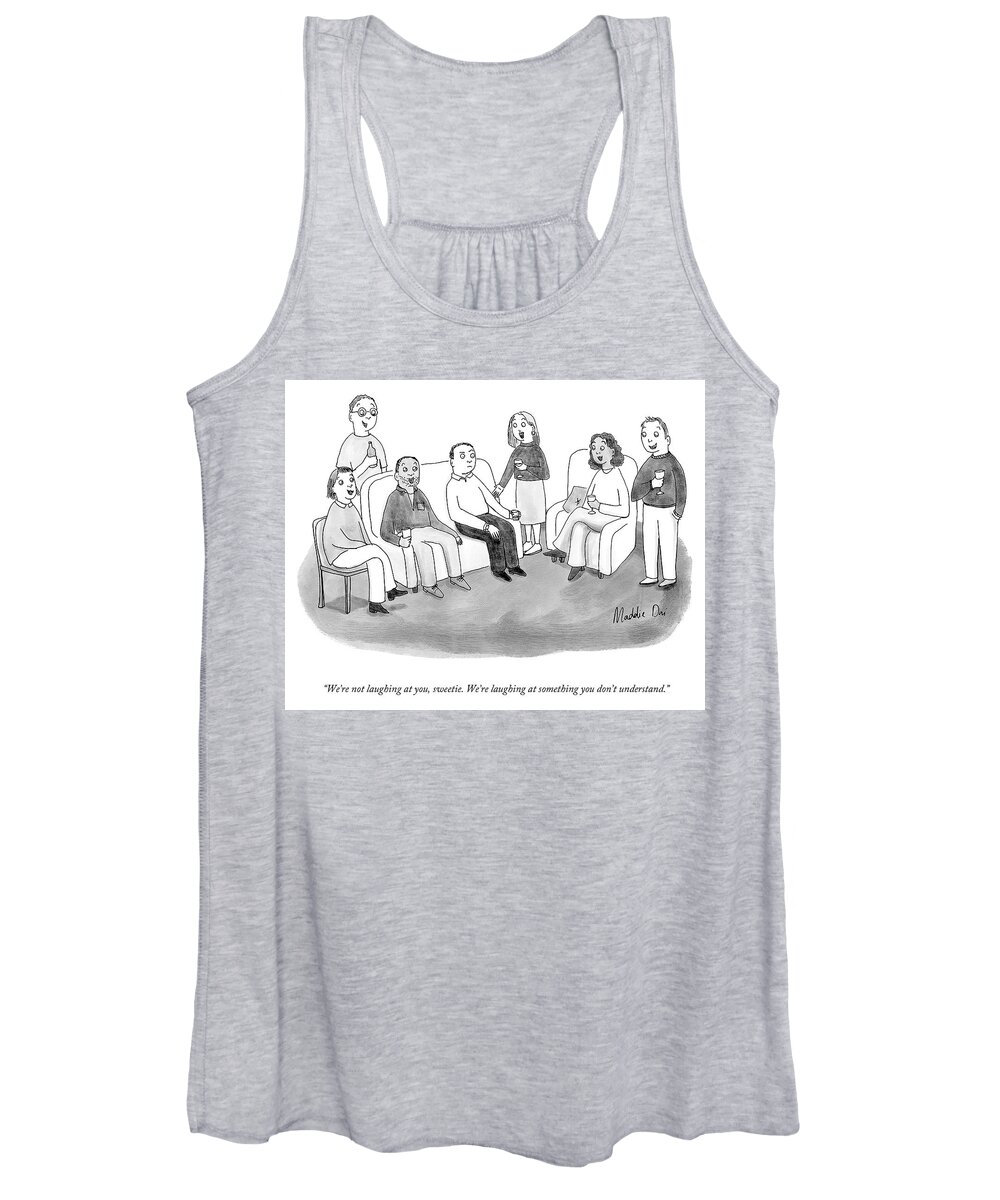 A28079 Women's Tank Top featuring the drawing Not Laughing at You by Maddie Dai