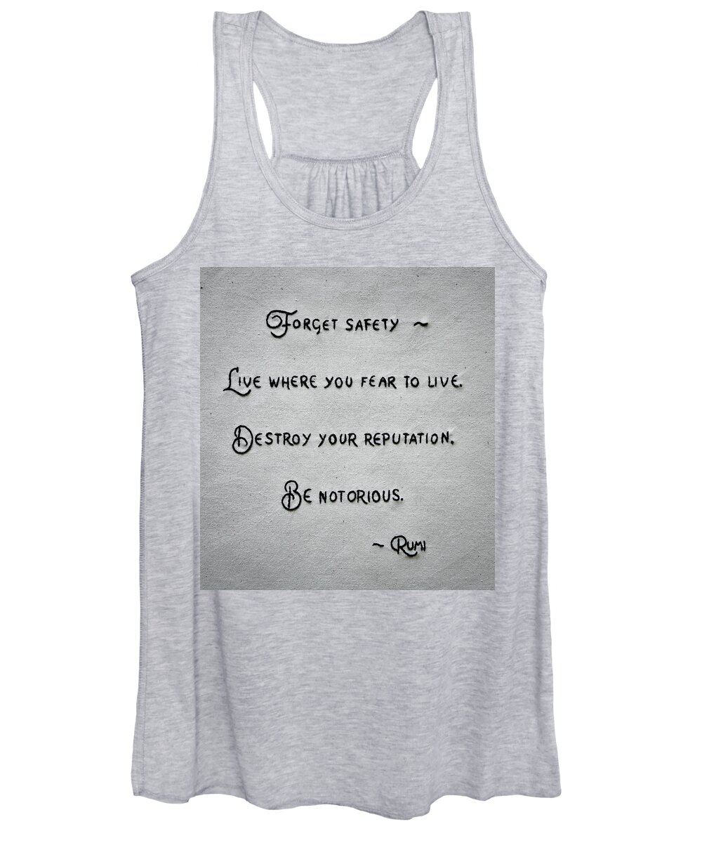 Quote Women's Tank Top featuring the photograph Notorious by Carol Jorgensen