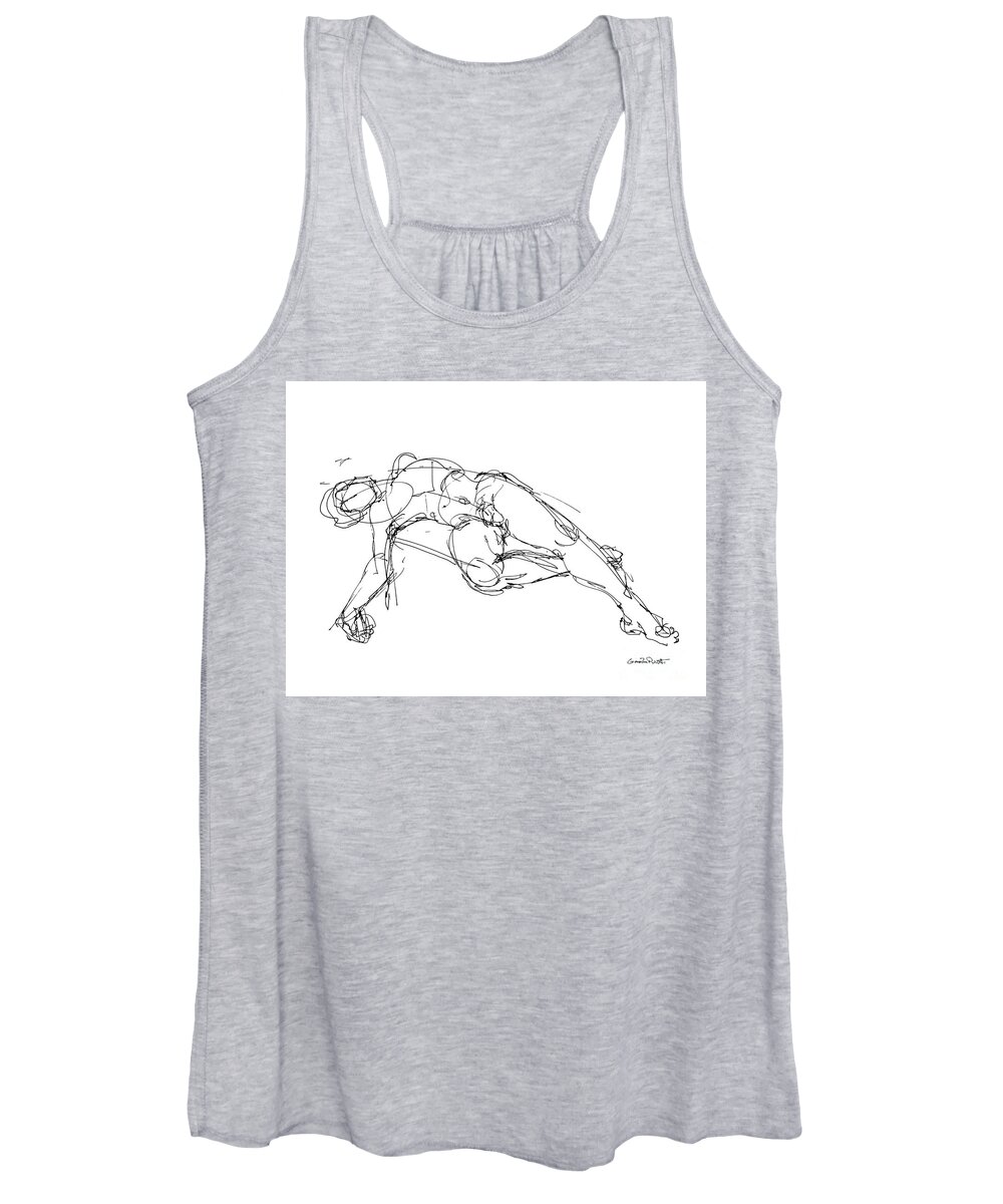 Male Women's Tank Top featuring the drawing Nude Male Drawings 1 by Gordon Punt