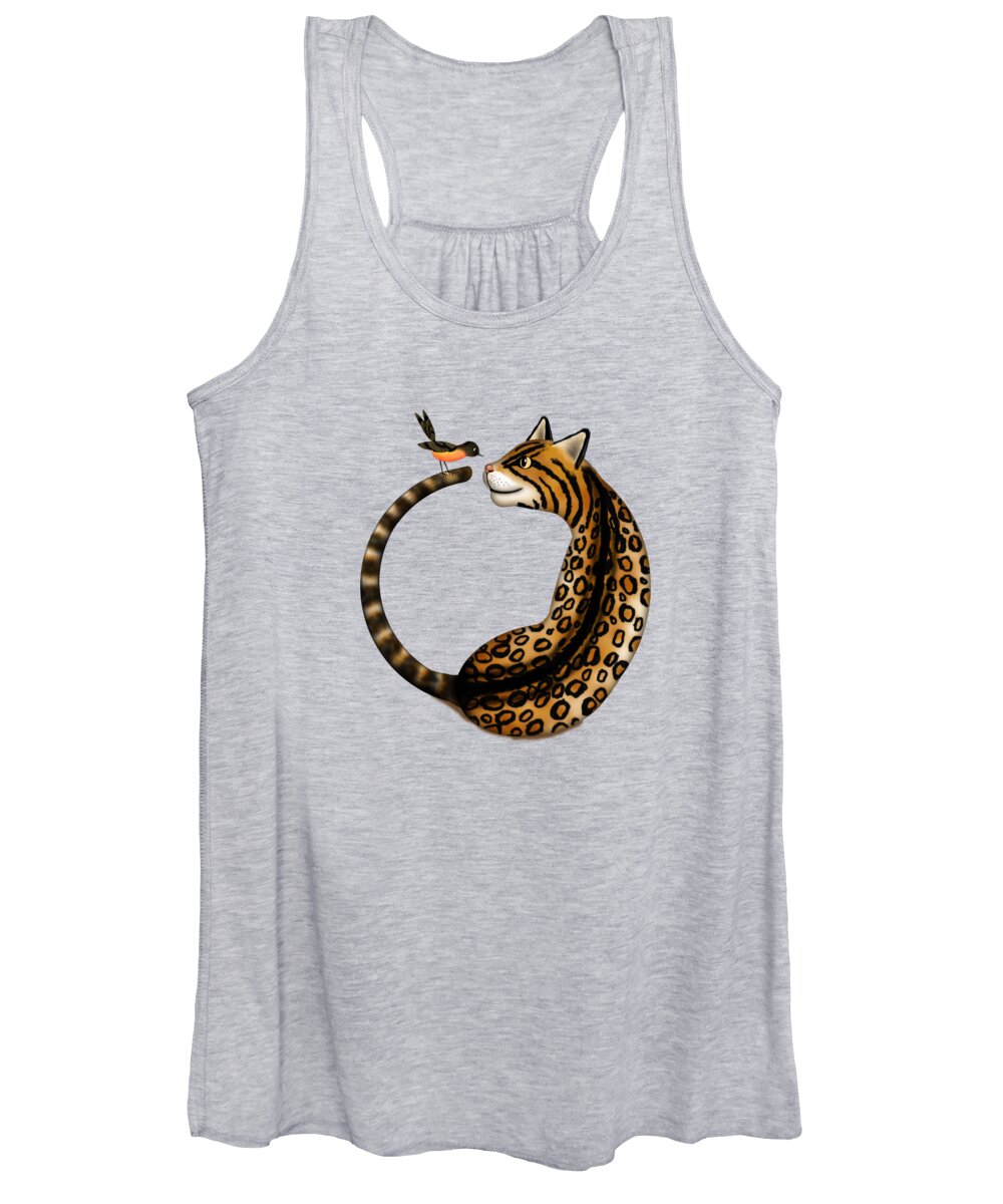 Ocelot Women's Tank Top featuring the digital art O is for Ocelot and Oriole by Valerie Drake Lesiak