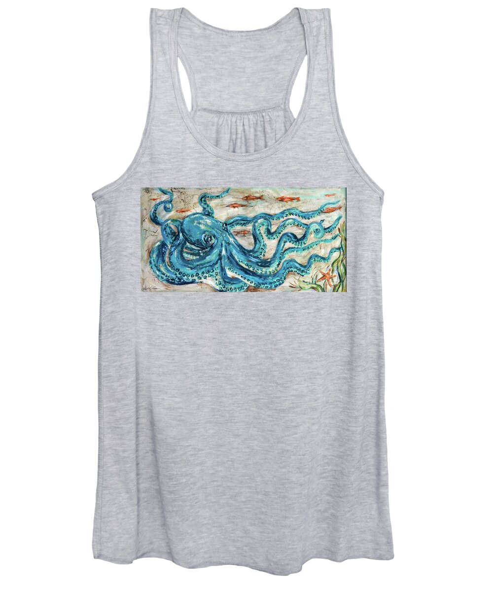 Ocean Women's Tank Top featuring the painting Octopus Lounge by Linda Olsen
