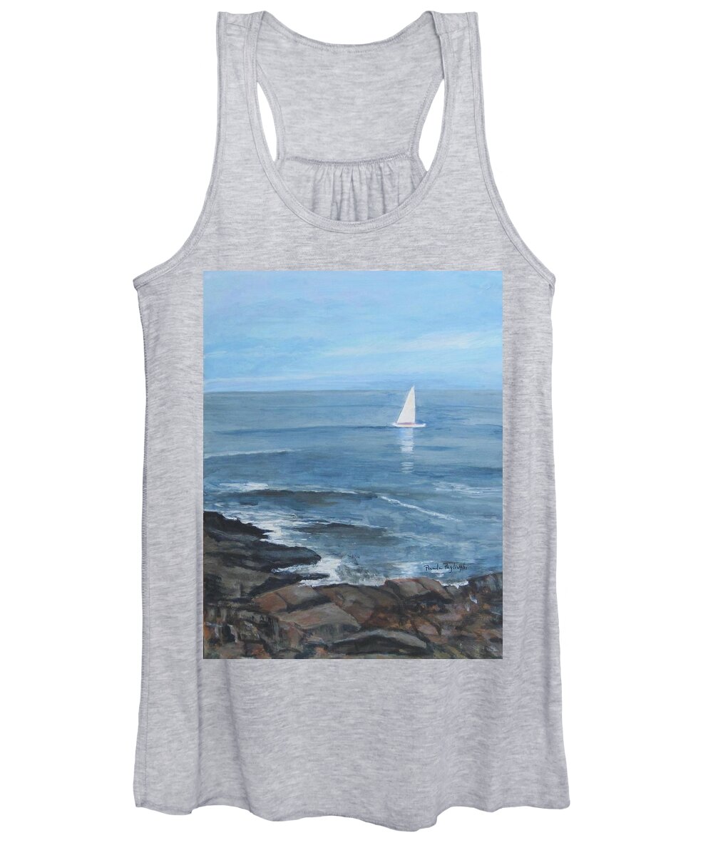 Painting Women's Tank Top featuring the painting Ogunquit Sail by Paula Pagliughi