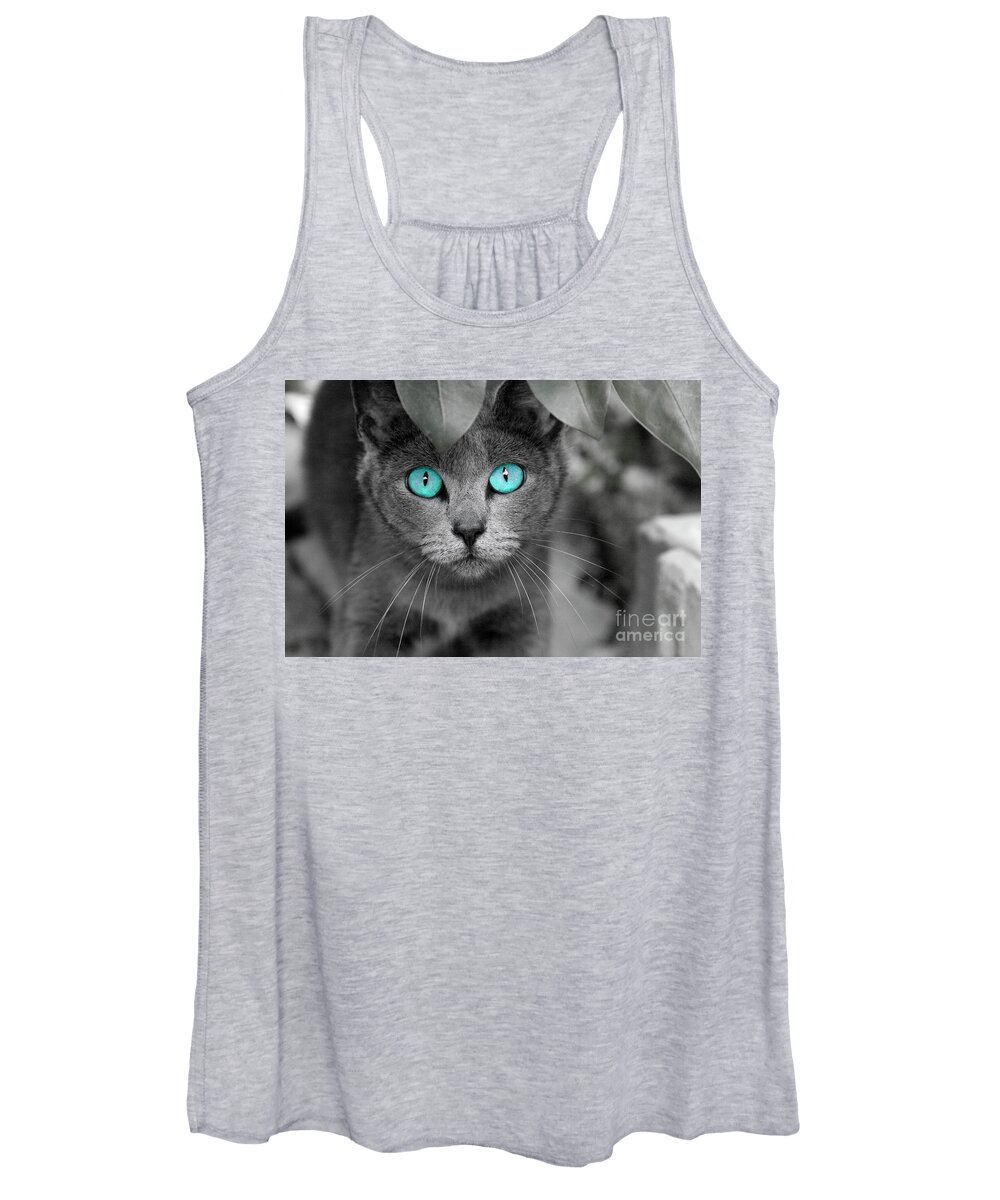 Cats Women's Tank Top featuring the photograph Old Blue Eyes by Renee Spade Photography