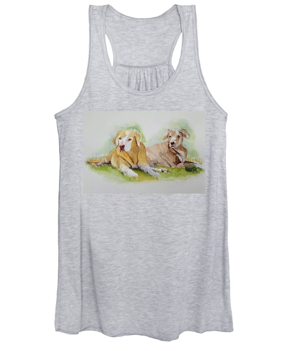 Dogs Women's Tank Top featuring the painting Old Friends by Sandie Croft