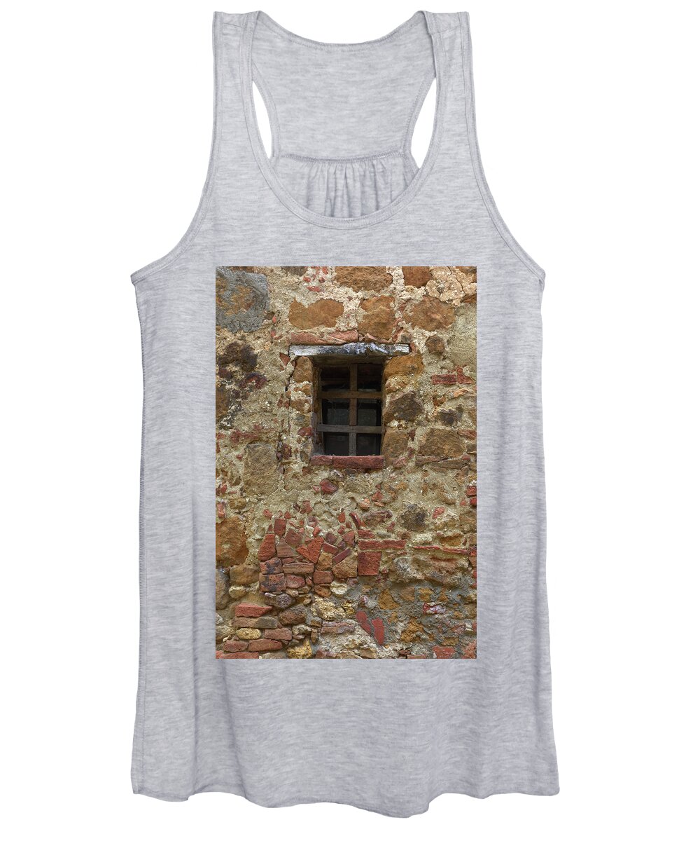 Background Women's Tank Top featuring the photograph Old Stone And Brick Wall With Window by Mikhail Kokhanchikov