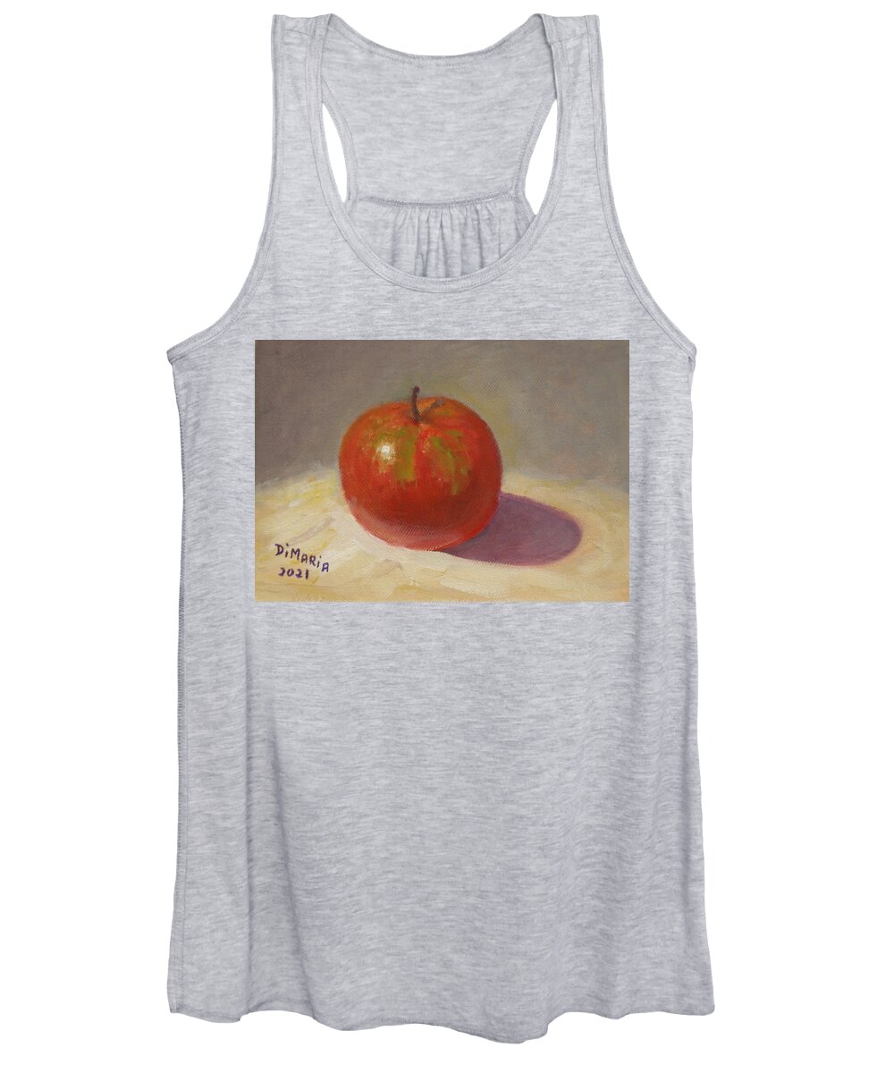 Realism Women's Tank Top featuring the painting One Apple on White Cloth by Donelli DiMaria