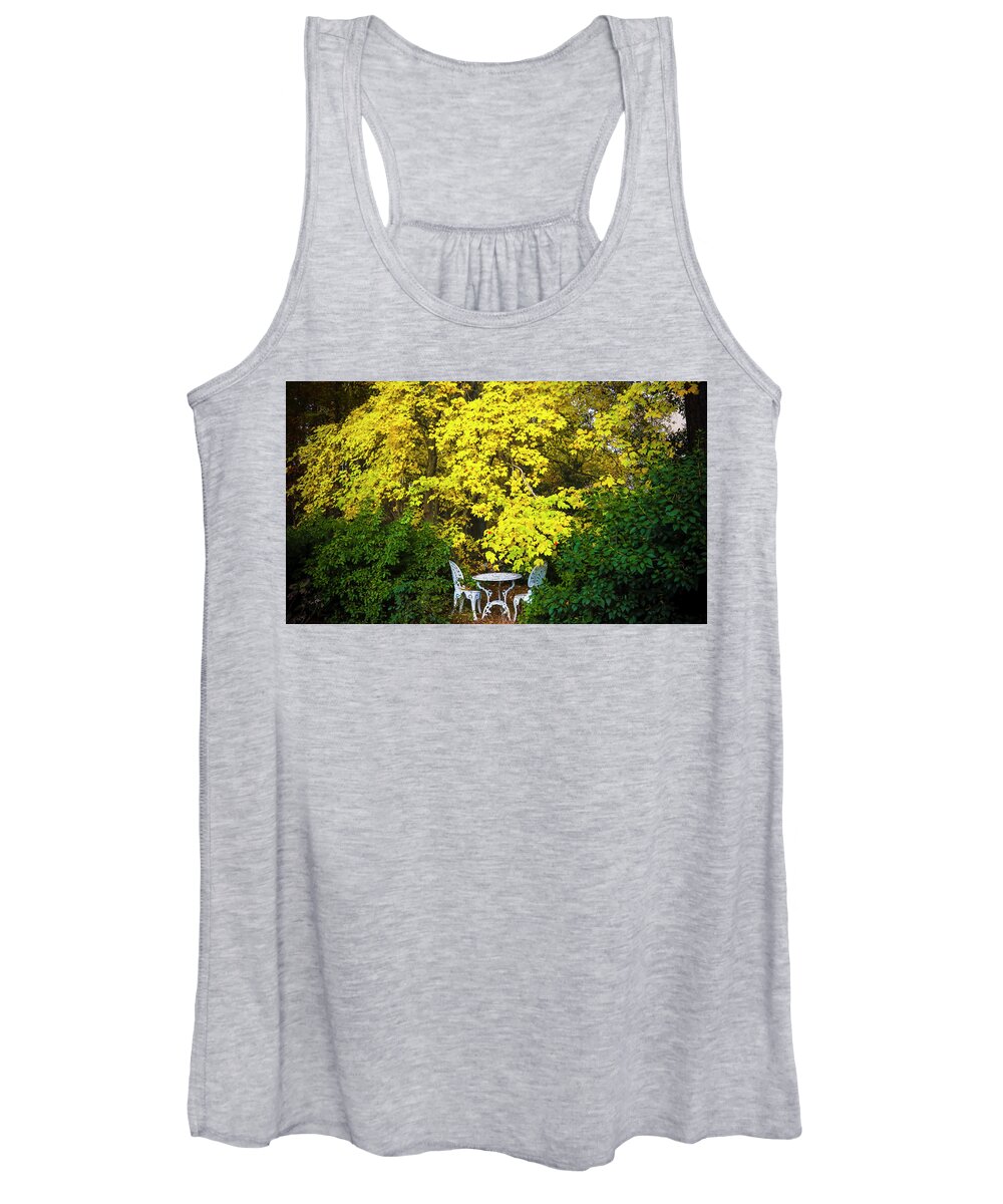 Foliage Women's Tank Top featuring the photograph Open Invitation Under the Yellow Canopy by Ola Allen