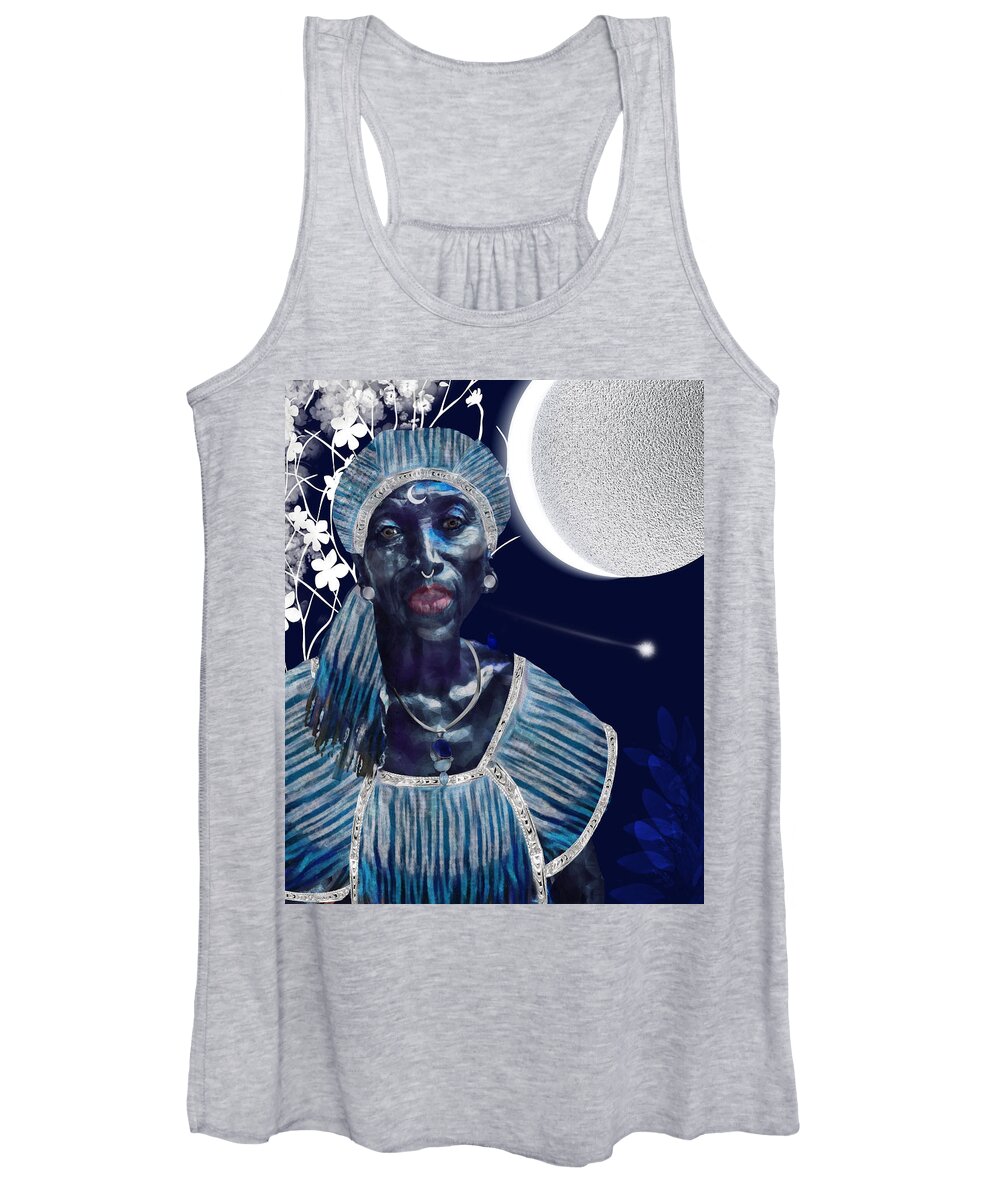 Black Woman Women's Tank Top featuring the mixed media Ora by Canessa Thomas