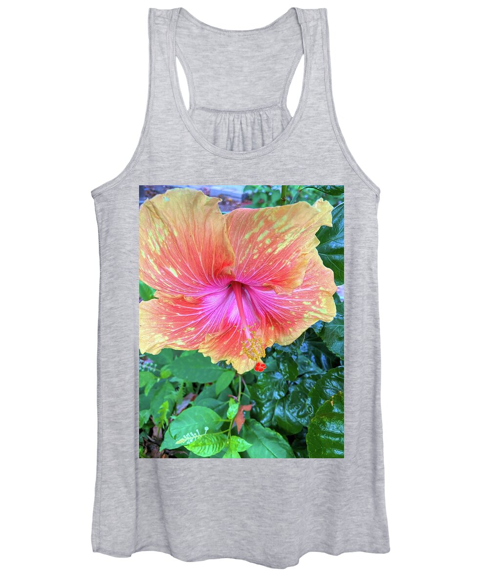 Flower Women's Tank Top featuring the photograph Orange And Pink Hibiscus by Jeff Iverson