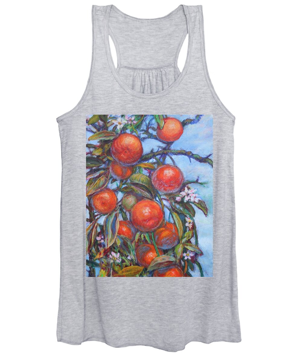 Oranges Women's Tank Top featuring the painting Orange Tree by Veronica Cassell vaz