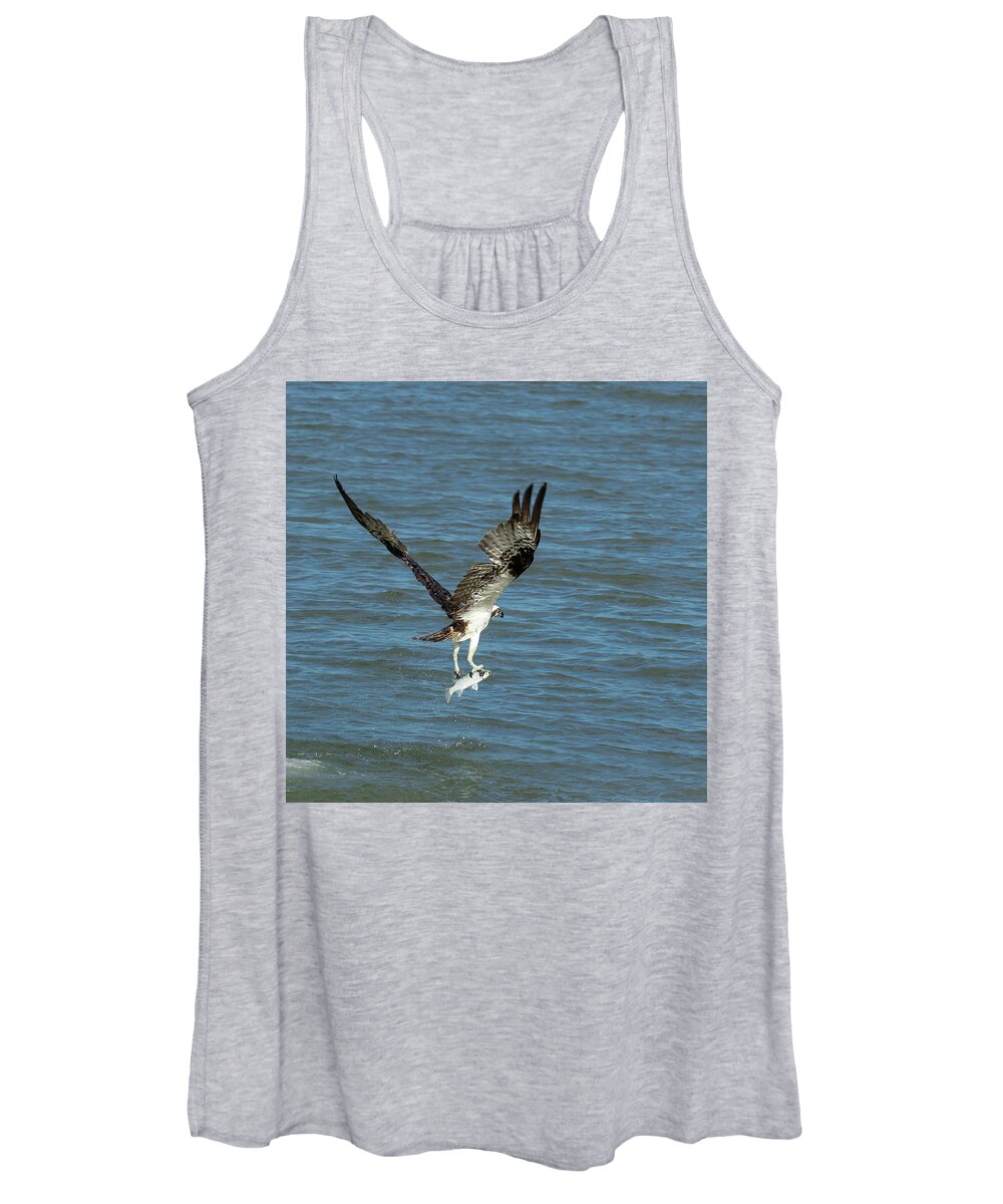 Osprey Women's Tank Top featuring the photograph Osprey Goes Fishing 2 by Patricia Schaefer