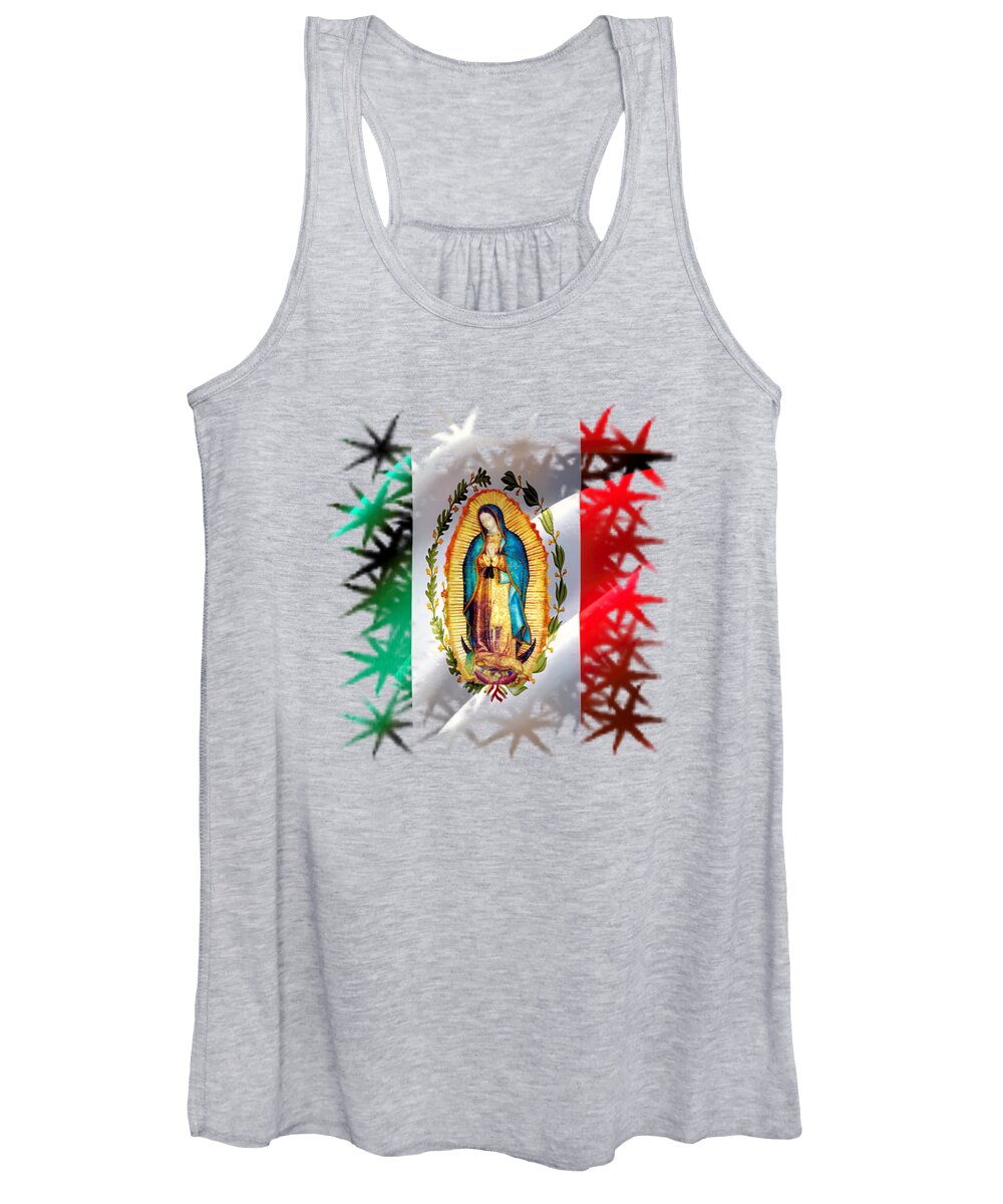 Mexico Women's Tank Top featuring the mixed media Our Lady Virgin Mary of Guadalupe Mexico by Guadalupe