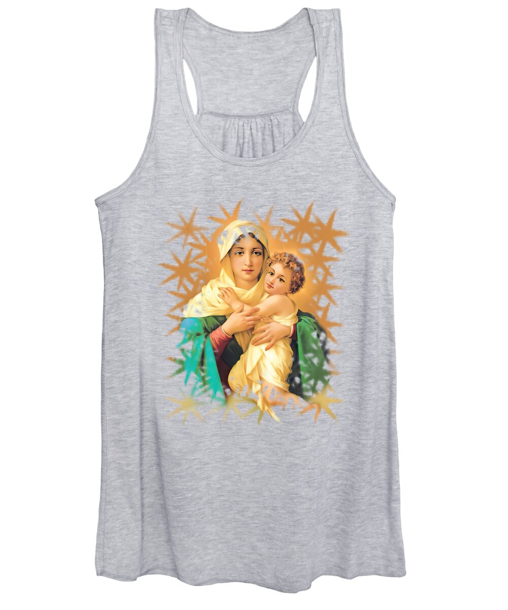 Refuge Of Sinners Women's Tank Top featuring the mixed media Our Lady Virgin Mary Refuge of Sinners Catholic Saint by Luigi Crosio