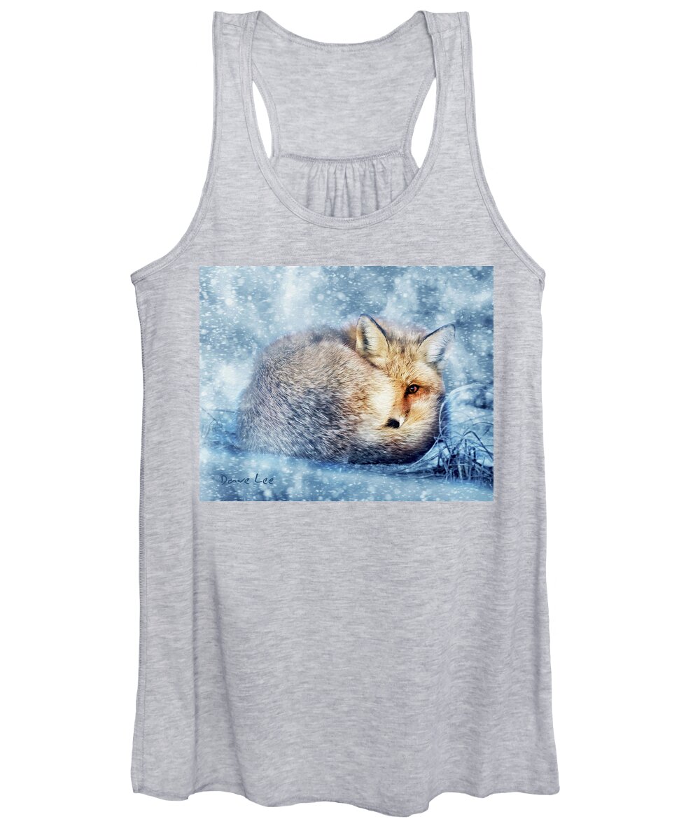 Fox Women's Tank Top featuring the mixed media Outfoxing The Storm by Dave Lee