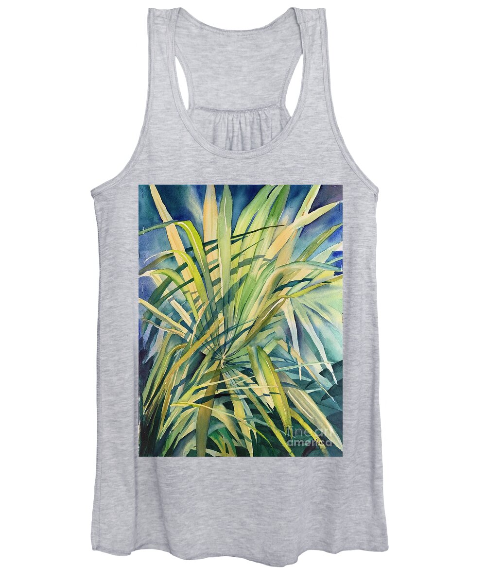 Palm Women's Tank Top featuring the painting Palm leaves by Liana Yarckin