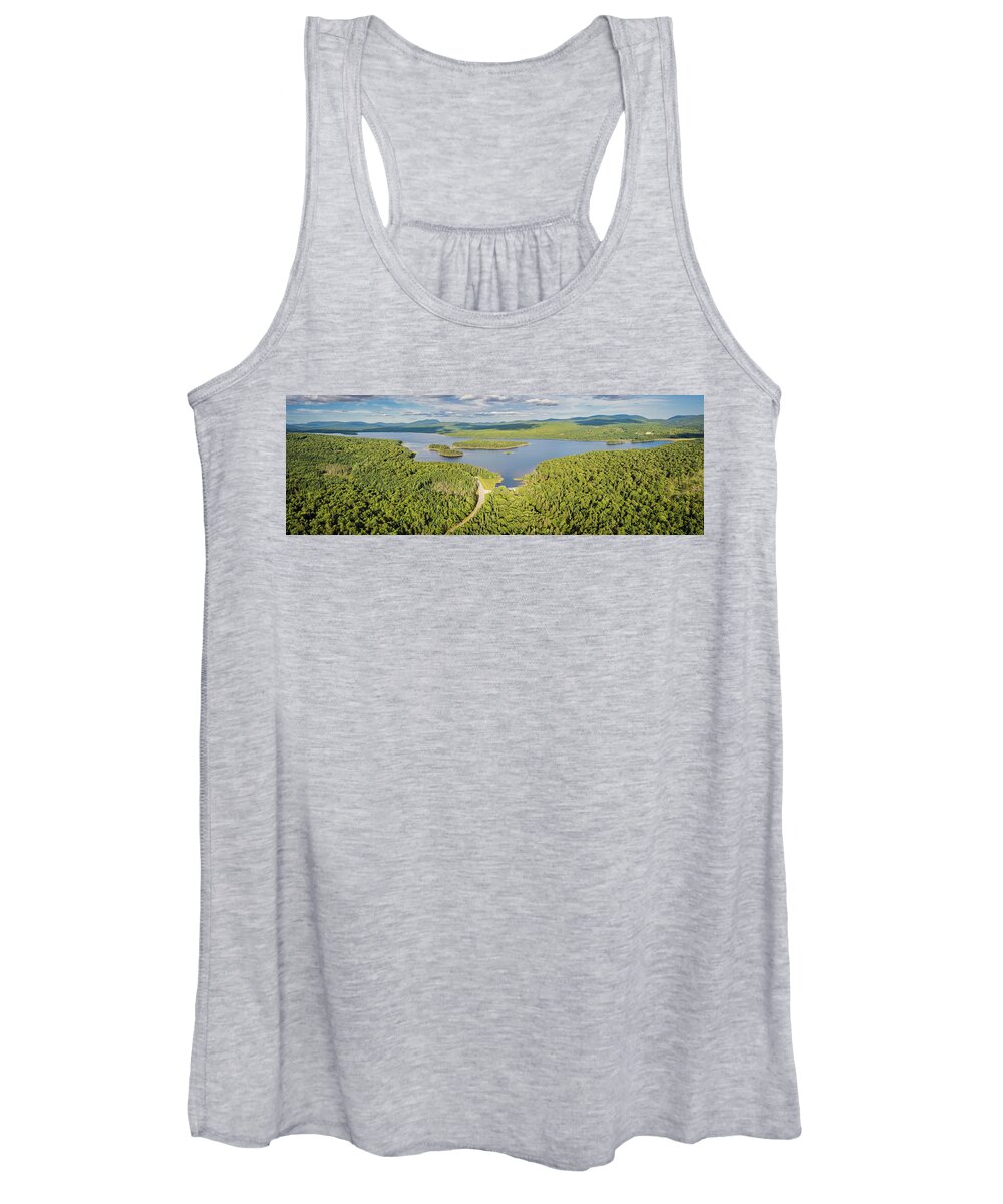 Landscape Women's Tank Top featuring the photograph Paorama View of Second Connecticut Lake - Pittsburg, New Hampshire by John Rowe